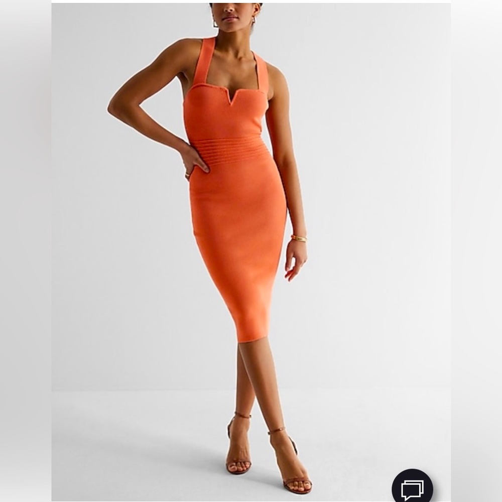 Boddy Contour Ribbed V-Wire Cross Back Midi Sweater Dress